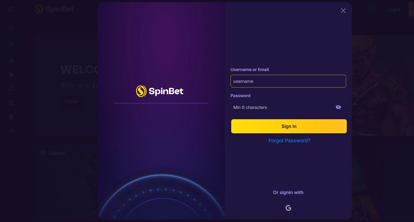 Spinbet Login